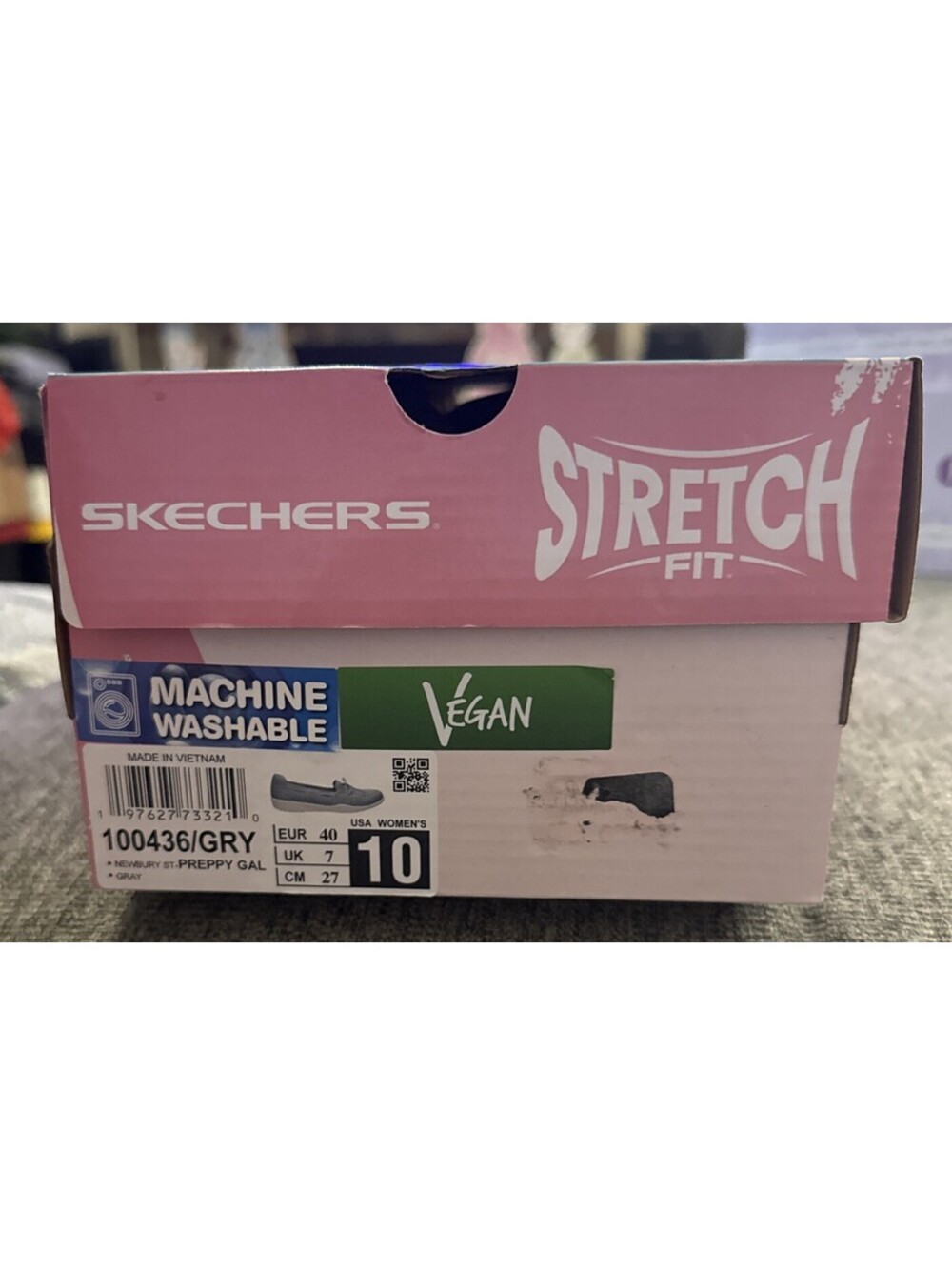 Skechers Women’s 10 Gray Newbury St Preppy Gal Gray Walking Slip On New In Box - Picture 14 of 14